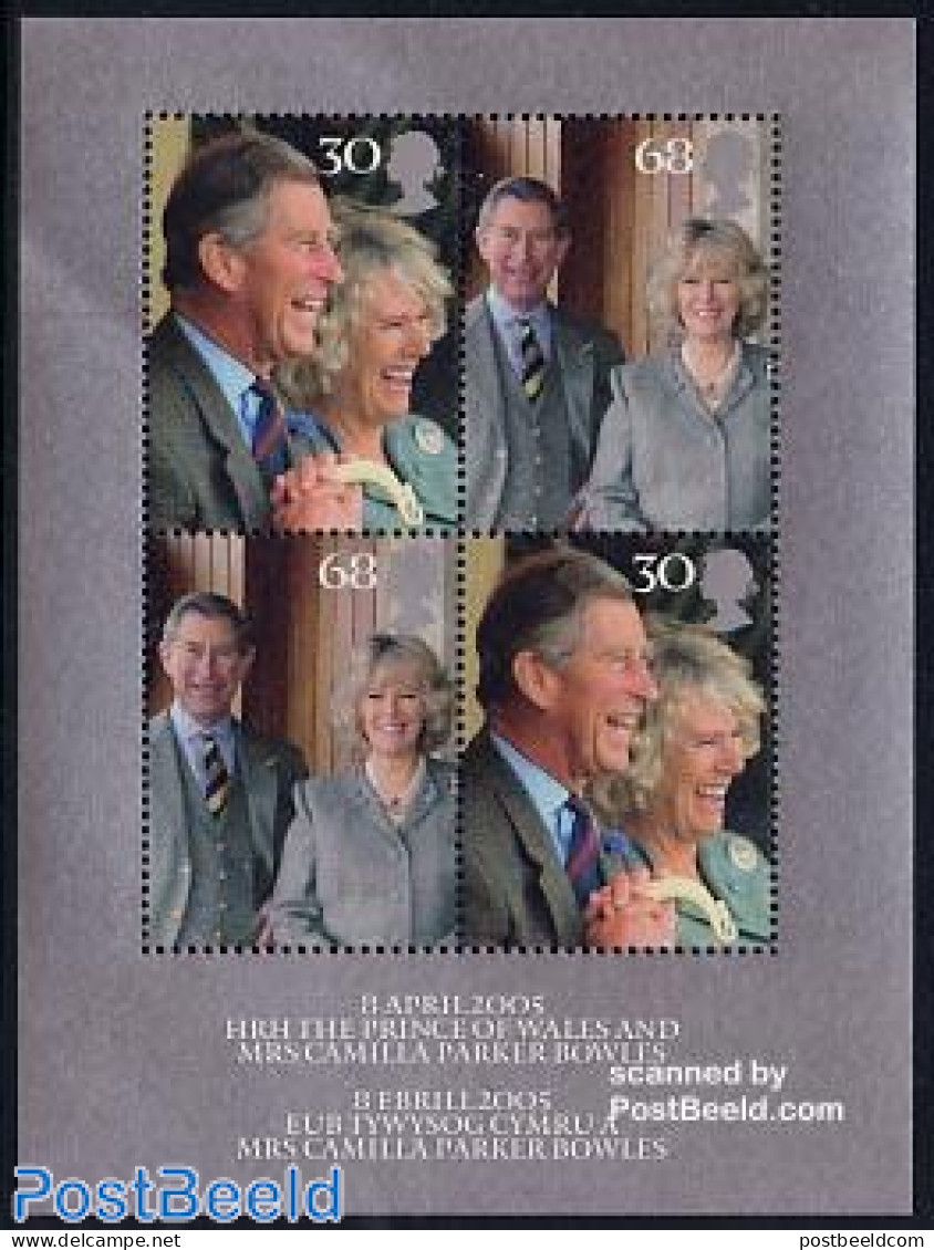 Great Britain 2005 Royal Wedding S/s, Mint NH, History - Kings & Queens (Royalty) - Unused Stamps