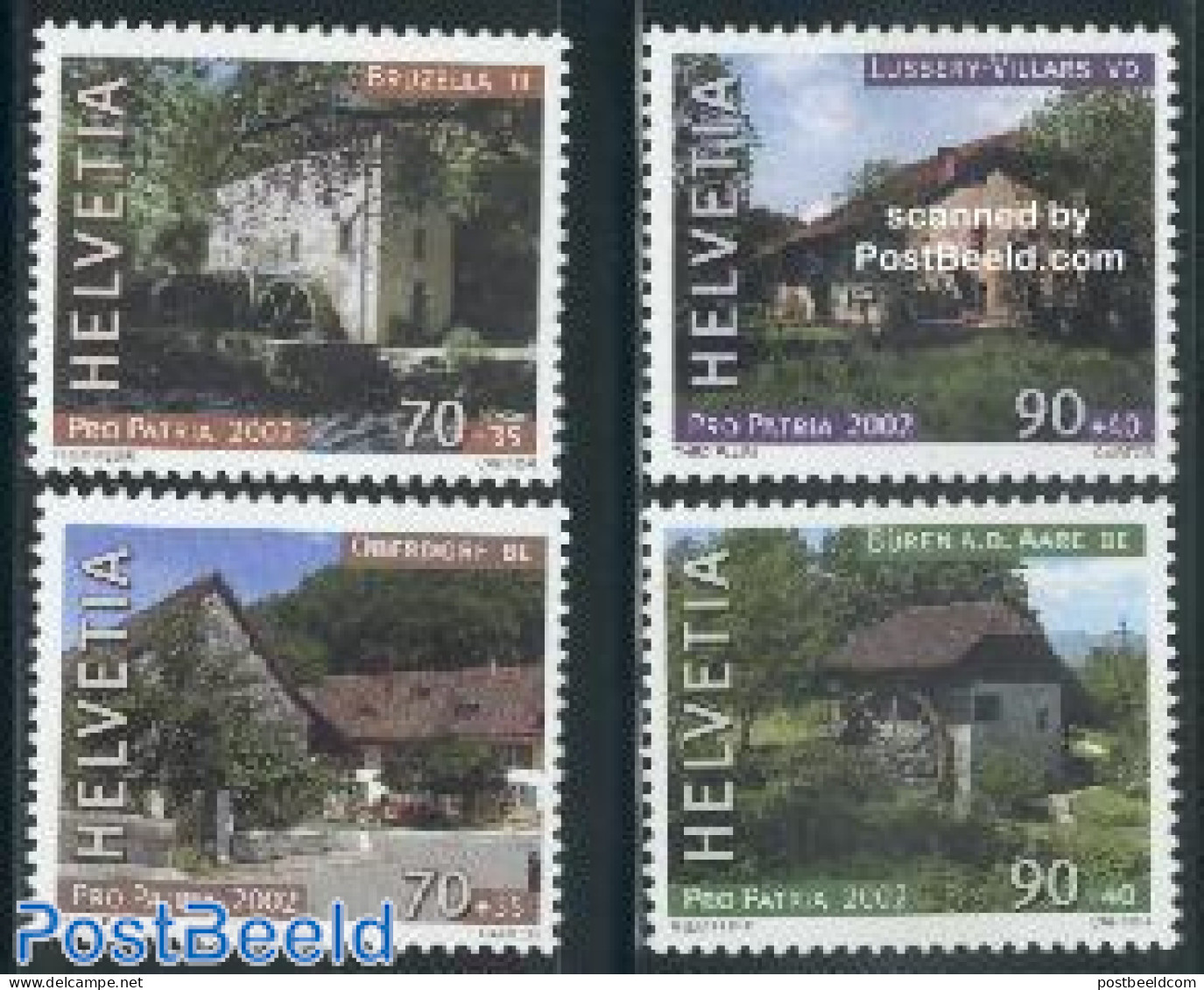 Switzerland 2002 Pro Patria, Watermills 4v, Mint NH, Various - Mills (Wind & Water) - Ongebruikt