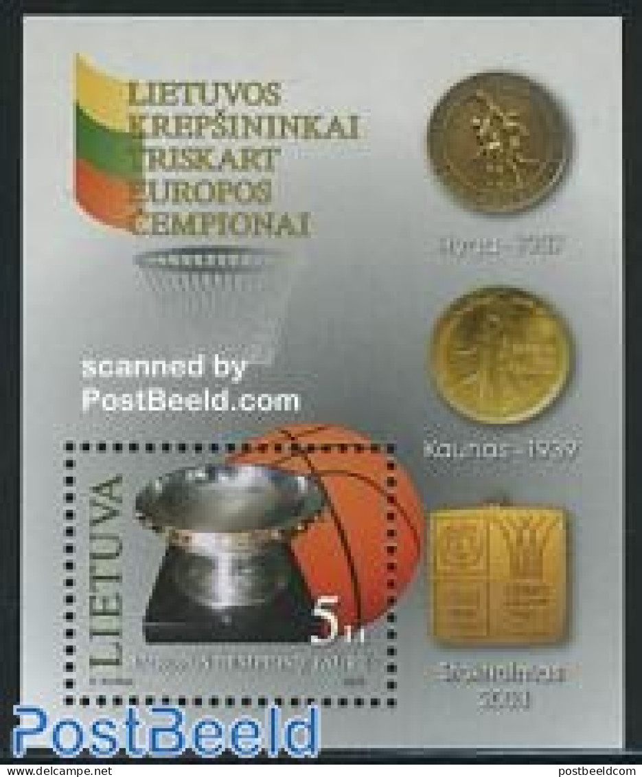 Lithuania 2003 Eur. Basketball S/s, Mint NH, History - Sport - Europa Hang-on Issues - Basketball - Sport (other And M.. - Idee Europee