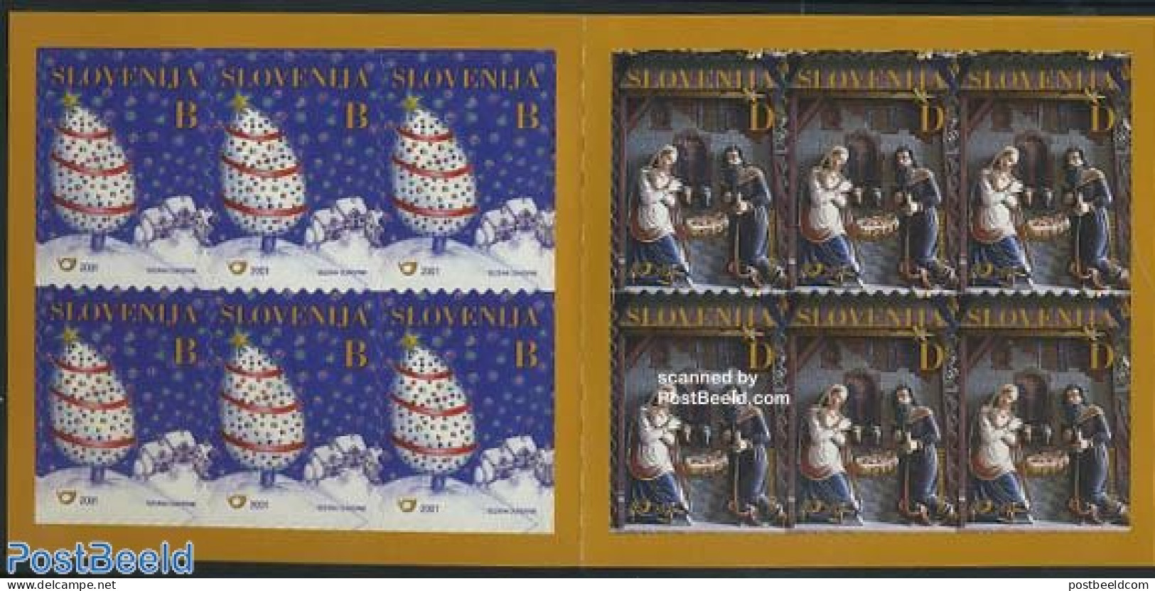 Slovenia 2001 Christmas Booklet, Mint NH, Religion - Christmas - Stamp Booklets - Weihnachten
