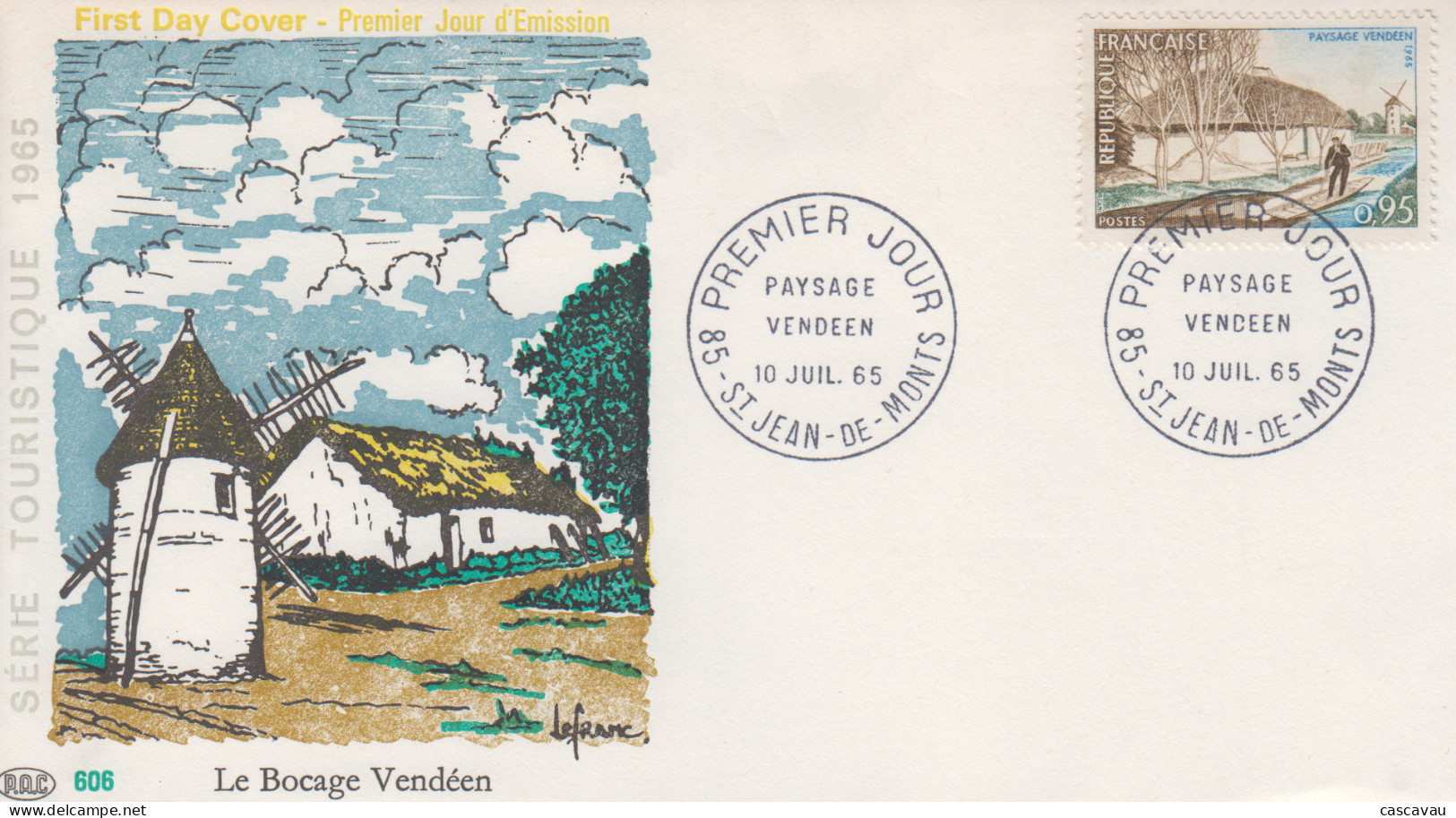 Enveloppe  FDC   1er  Jour    FRANCE   Paysage  Vendéen    SAINT  JEAN  DE  MONTS   1965 - 1960-1969