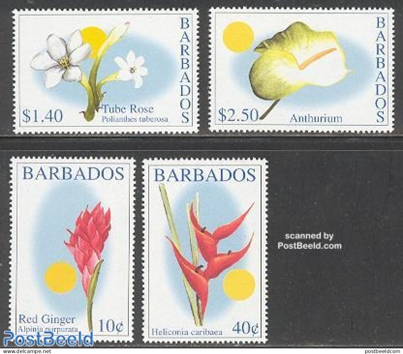 Barbados 2002 Flowers 4v, Mint NH, Nature - Flowers & Plants - Barbados (1966-...)