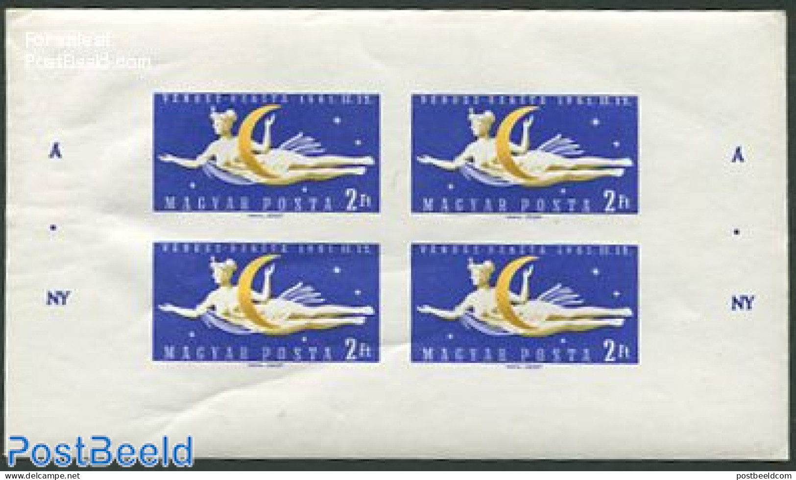 Hungary 1961 Space Rocket M/s Imperforated With A.NY On Border, Mint NH, Transport - Space Exploration - Ungebraucht