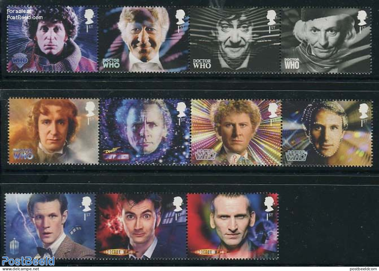 Great Britain 2013 50 Years Doctor Who 11v ([::]+2x[:::]), Mint NH, Performance Art - Film - Movie Stars - Art - Scien.. - Neufs