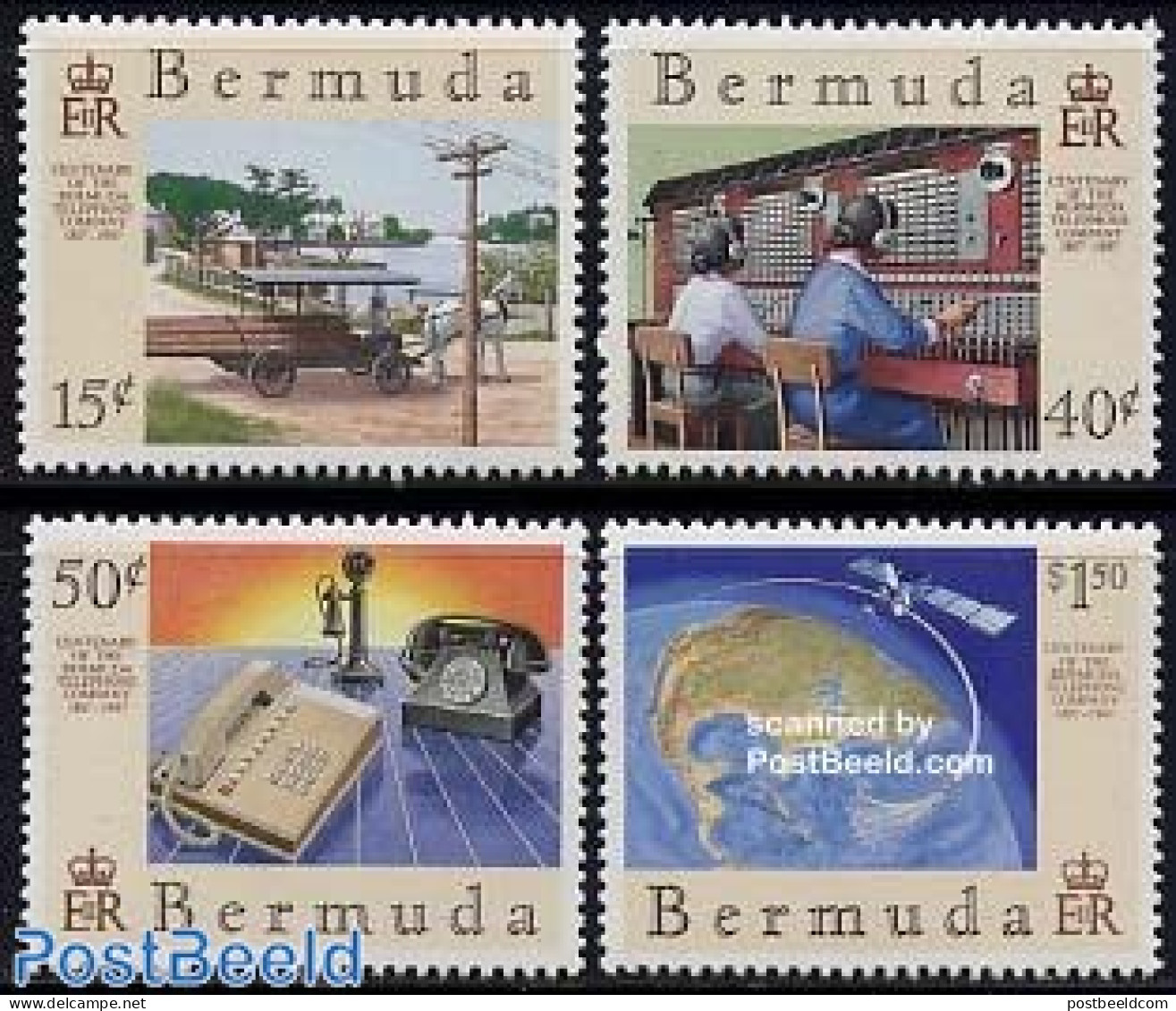 Bermuda 1987 Telephone 4v, Mint NH, Science - Transport - Telecommunication - Telephones - Automobiles - Space Explora.. - Télécom