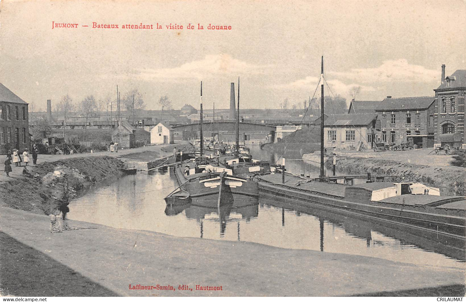 59-JEUMONT-Bateaux Attendant La Visite De La Douane-N 6002-C/0013 - Jeumont