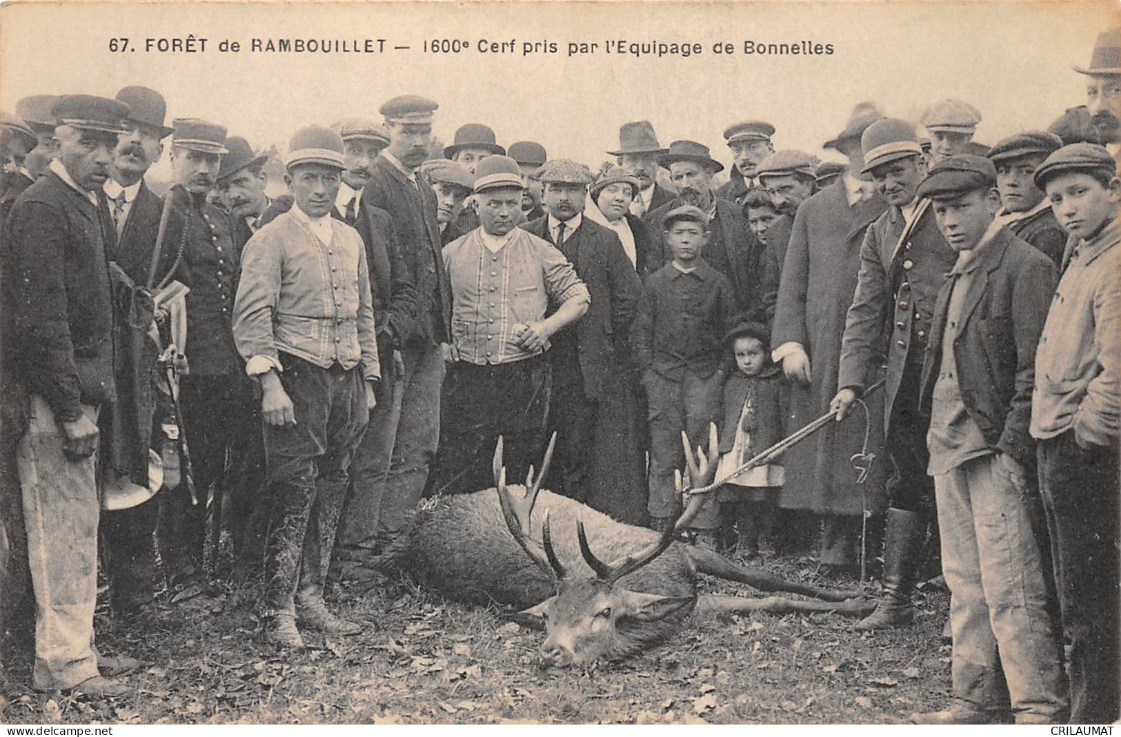 78-RAMBOUILLET-Cerf Pris Par L'Equipage De Bonnelles-N 6002-A/0229 - Rambouillet (Kasteel)