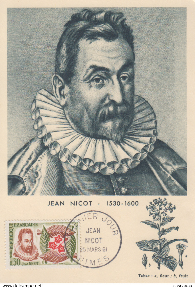 Carte  Maximum  1er  Jour   FRANCE     Jean  NICOT    NIMES   1961 - 1960-1969