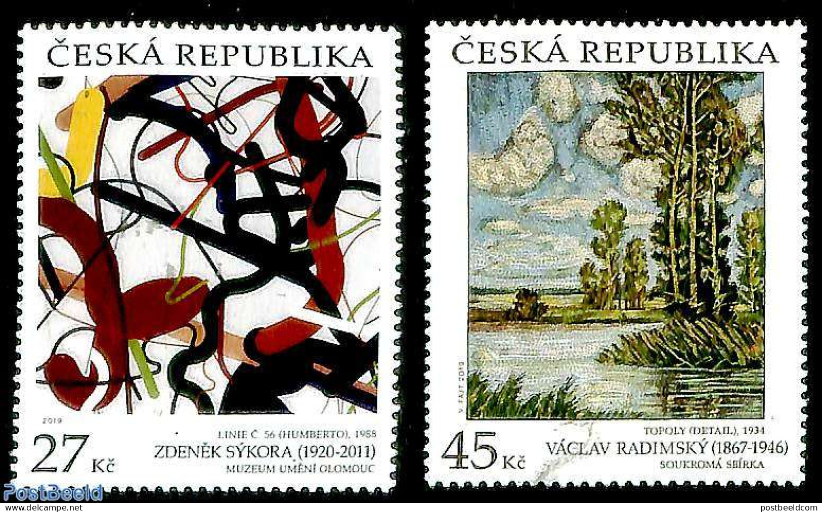 Czech Republic 2019 Paintings 2v, Mint NH, Nature - Trees & Forests - Art - Modern Art (1850-present) - Paintings - Altri & Non Classificati