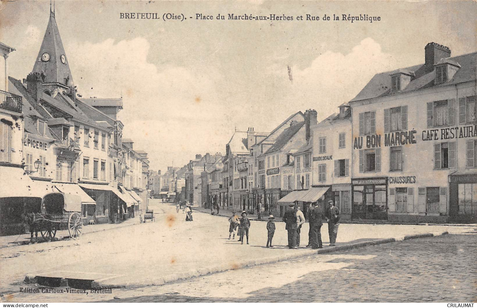 60-BRETEUIL-Place Du Marche-aux-Herbes Et Rue De La Republique-N 6003-A/0339 - Breteuil