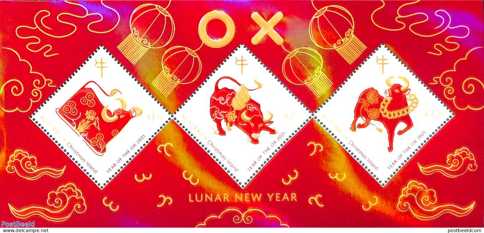 Christmas Islands 2021 Year Of The Ox S/s, Mint NH, Science - Various - New Year - New Year