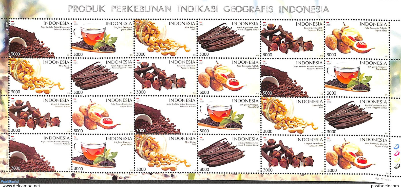 Indonesia 2021 Plantation Products M/s, Mint NH, Various - Agriculture - Landbouw