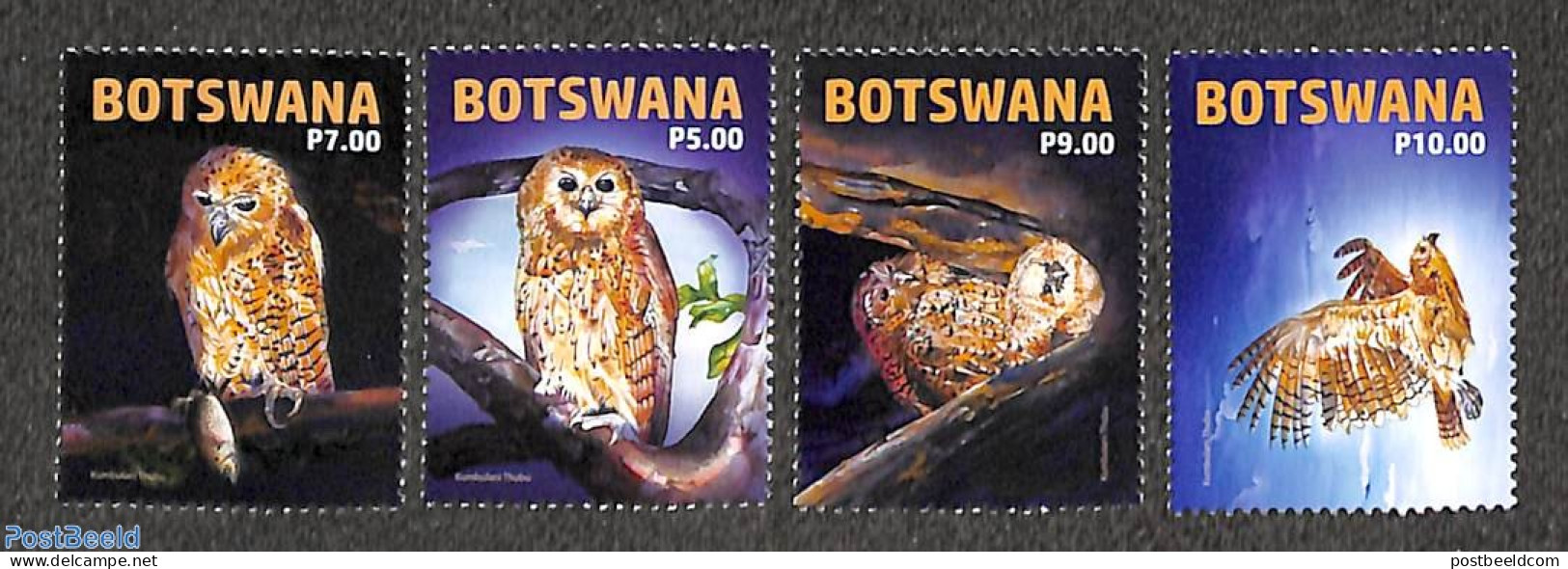 Botswana 2022 Owls 4v, Mint NH, Nature - Birds - Owls - Botswana (1966-...)
