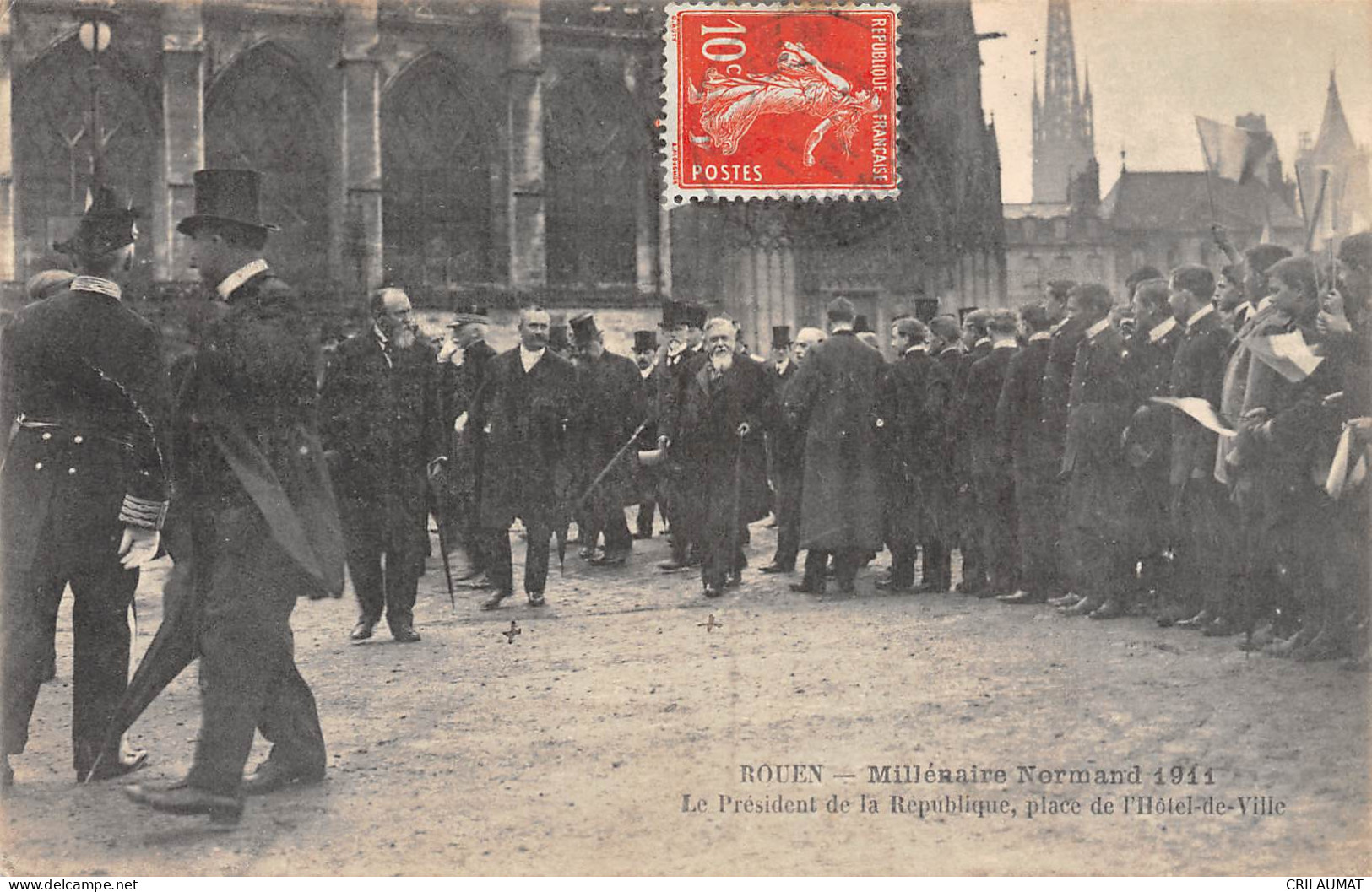 76-ROUEN-Milleraire Normand 1911 -Le President De La Republique- Place De LHotel-de-Ville-N 6004-A/0371 - Rouen