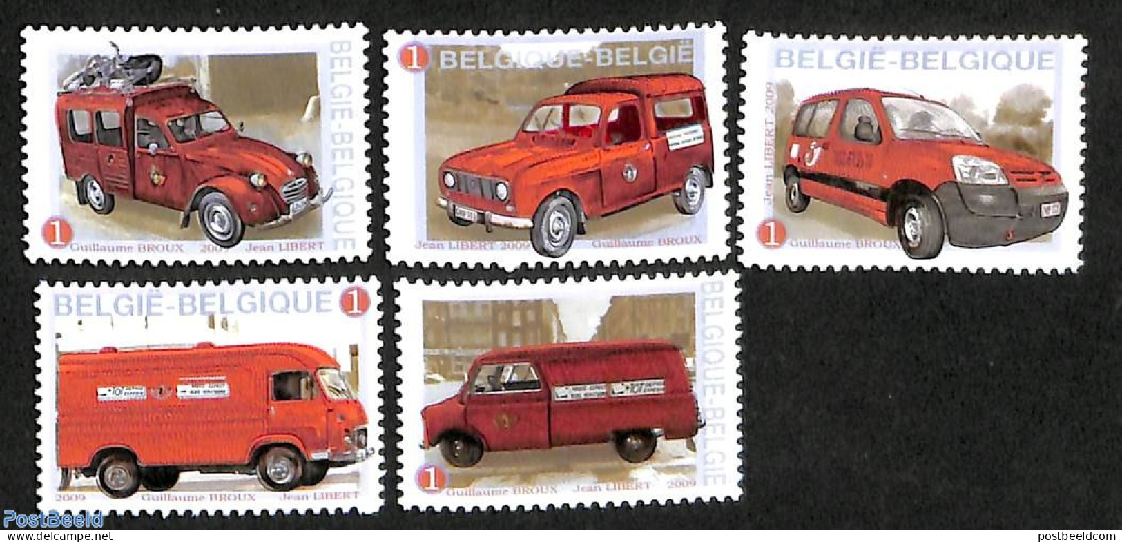 Belgium 2009 Postal Transport 5v, Mint NH, Transport - Post - Automobiles - Nuovi