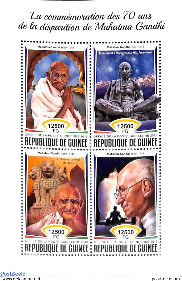 Guinea, Republic 2018 Mahatma Gandhi 4v M/s, Mint NH, History - Gandhi - Mahatma Gandhi