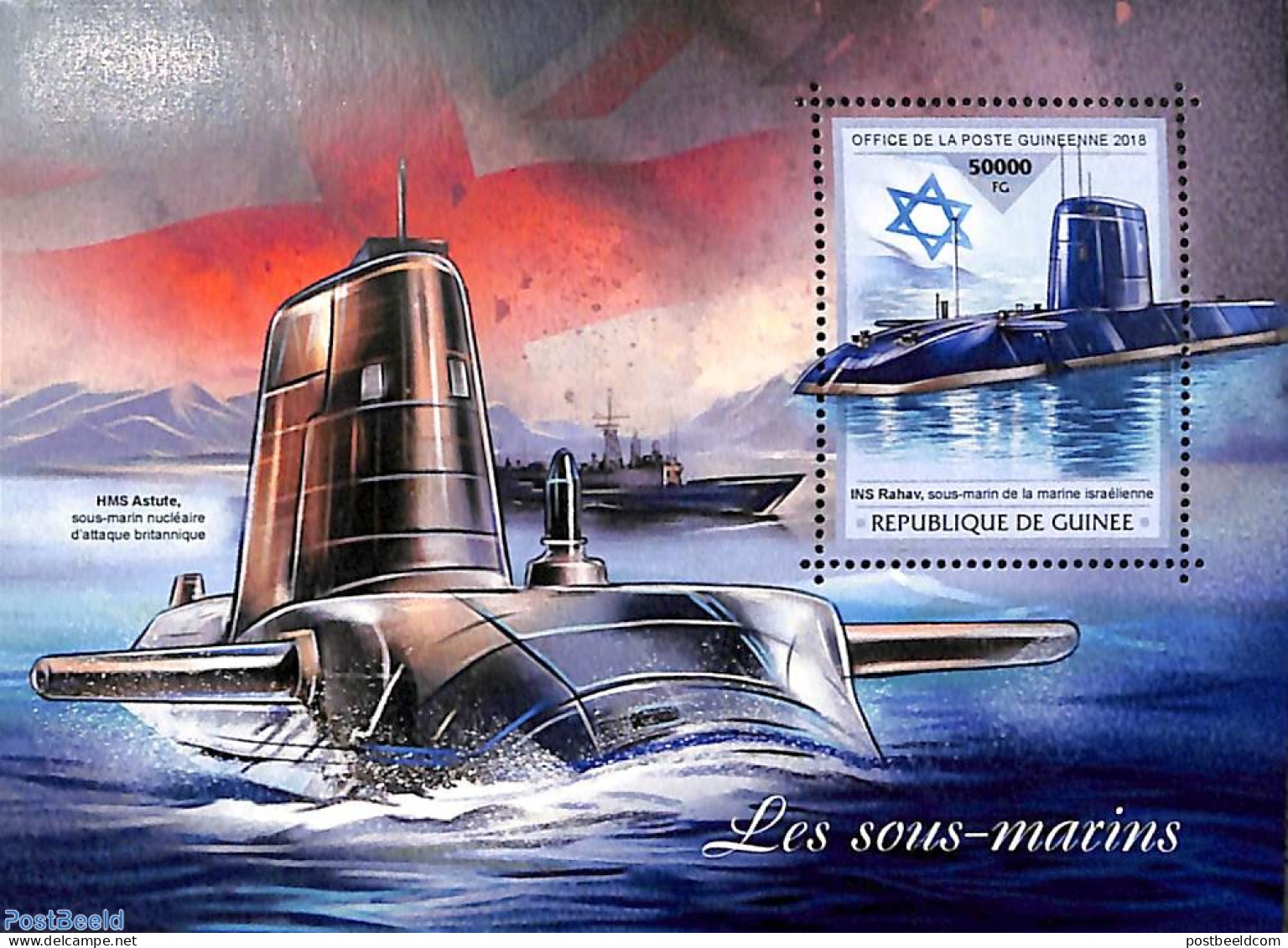 Guinea, Republic 2018 Submarines S/s, Mint NH, Transport - Ships And Boats - Ships
