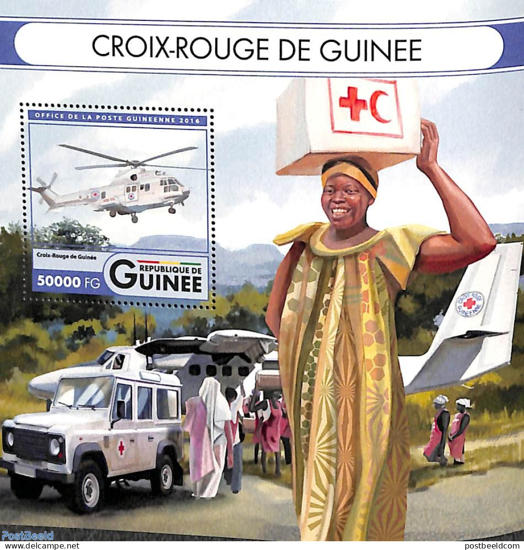 Guinea, Republic 2016 Red Cross S/s, Mint NH, Health - Transport - Red Cross - Helicopters - Rode Kruis