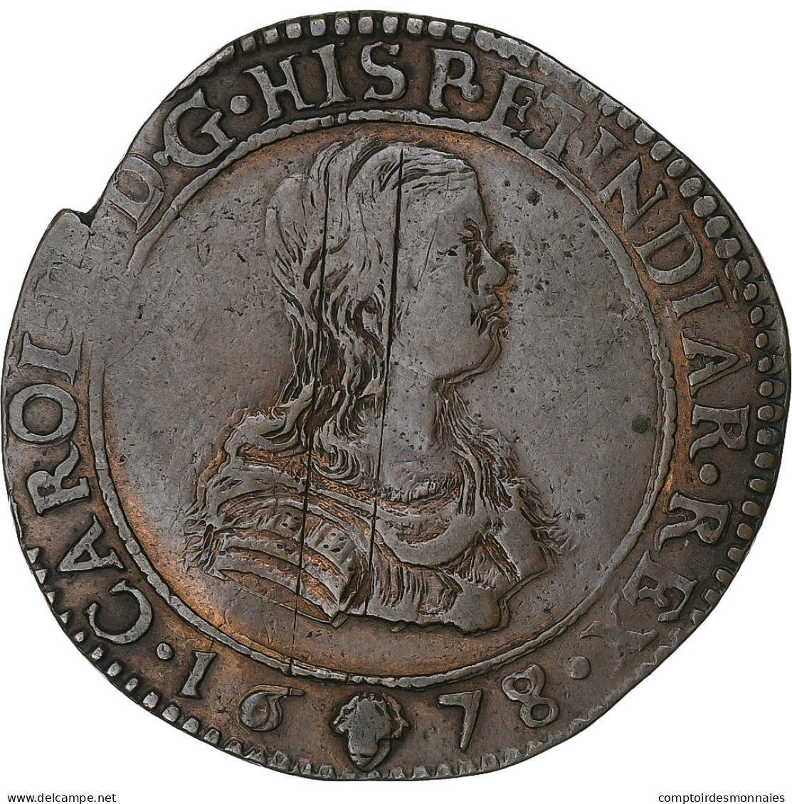 Pays-Bas Espagnols, Jeton, Charles II, Bureau Des Finances, 1678, Cuivre, TTB - Sonstige & Ohne Zuordnung