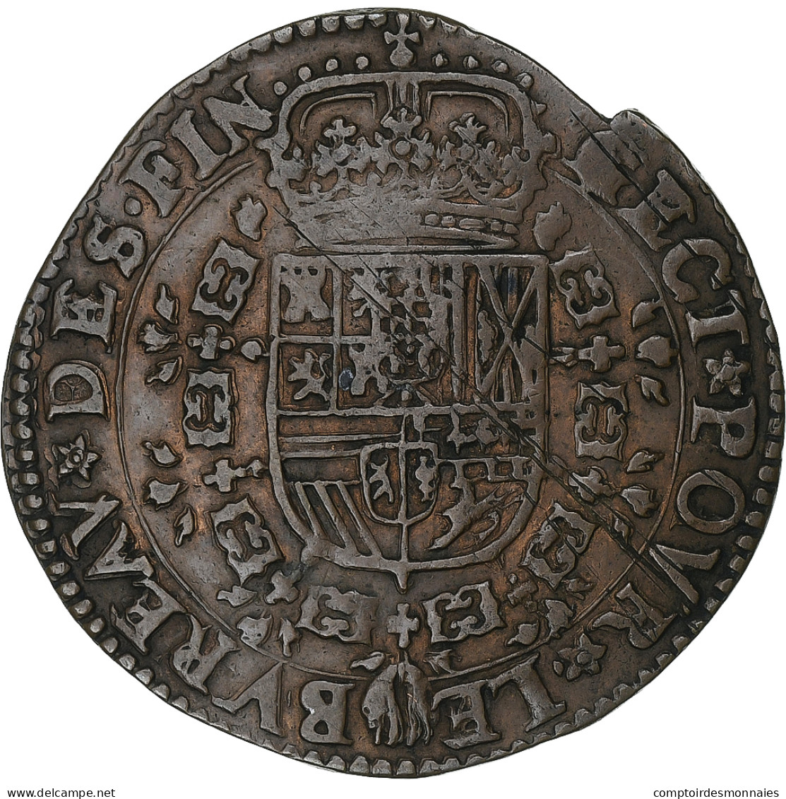 Pays-Bas Espagnols, Jeton, Charles II, Bureau Des Finances, 1678, Cuivre, TTB - Otros & Sin Clasificación