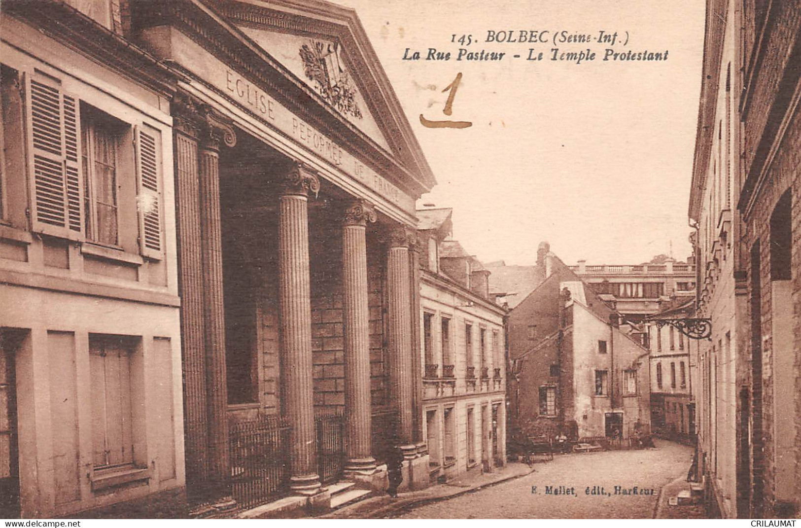 76-BOLBEC-La Rue Pasteur - Le Temple Protestant-N 6004-G/0151 - Bolbec