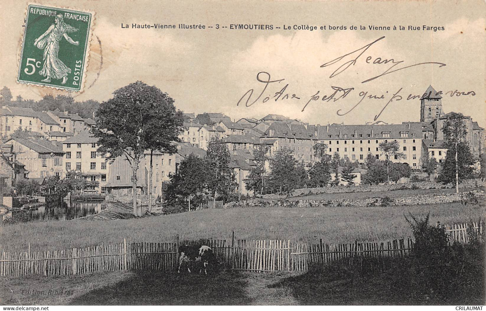 87-EYMOUTIERS-Le College Et Bords De La Vienne A La Rue Farges-N 6004-F/0265 - Eymoutiers