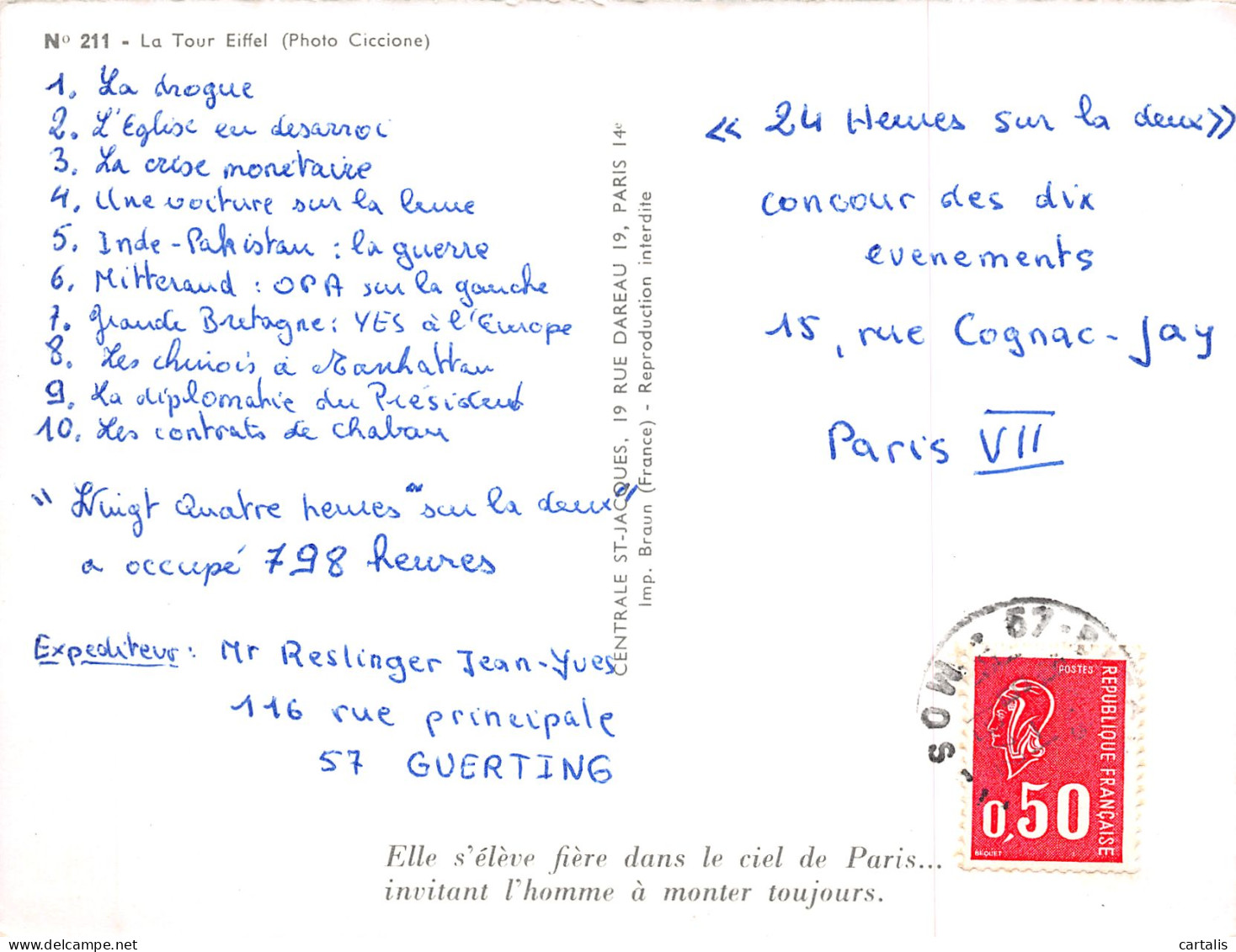 75-PARIS LA TOUR EIFFEL-N°3735-C/0263 - Tour Eiffel