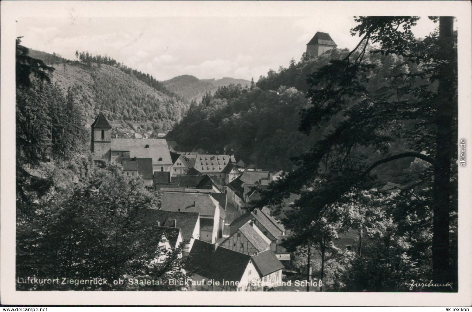 Ziegenrück&#47;Saale Panorama-Ansicht Mit Saaletal, Innere Stadt U. Schloss 1942 - Ziegenrück