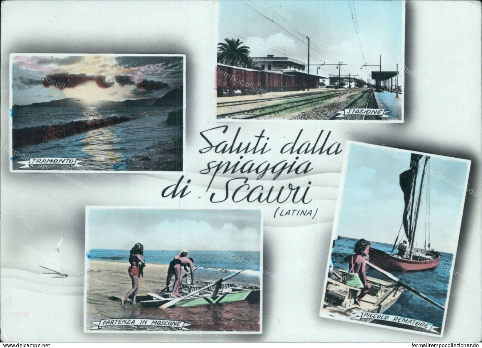 Cp527 Cartolina  Saluti Dalla Spiaggia Di Scauri Stazione Provincia Di Latina - Latina