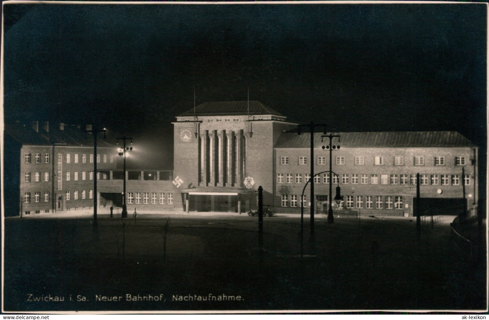 Ansichtskarte Zwickau Hauptbahnhof/Neuer Bahnhof Bei Nacht 1939 - Zwickau