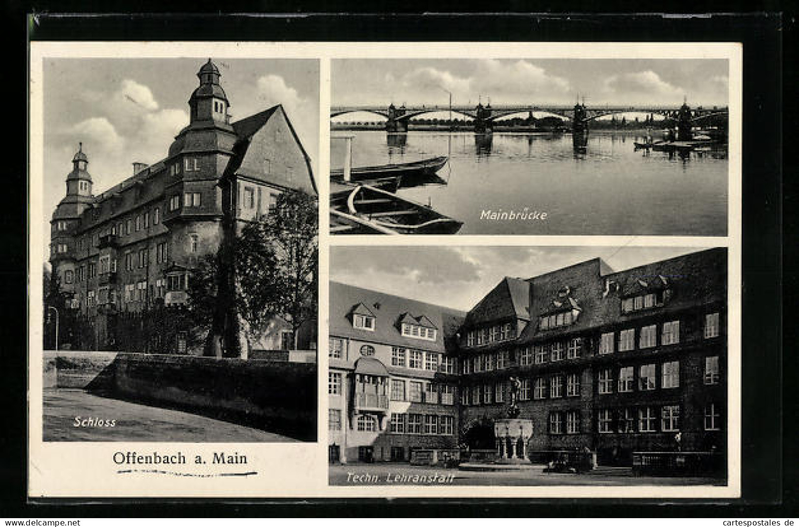 AK Offenbach Am Main, Schloss, Mainbrücke, Techn. Lahranstalt  - Offenbach