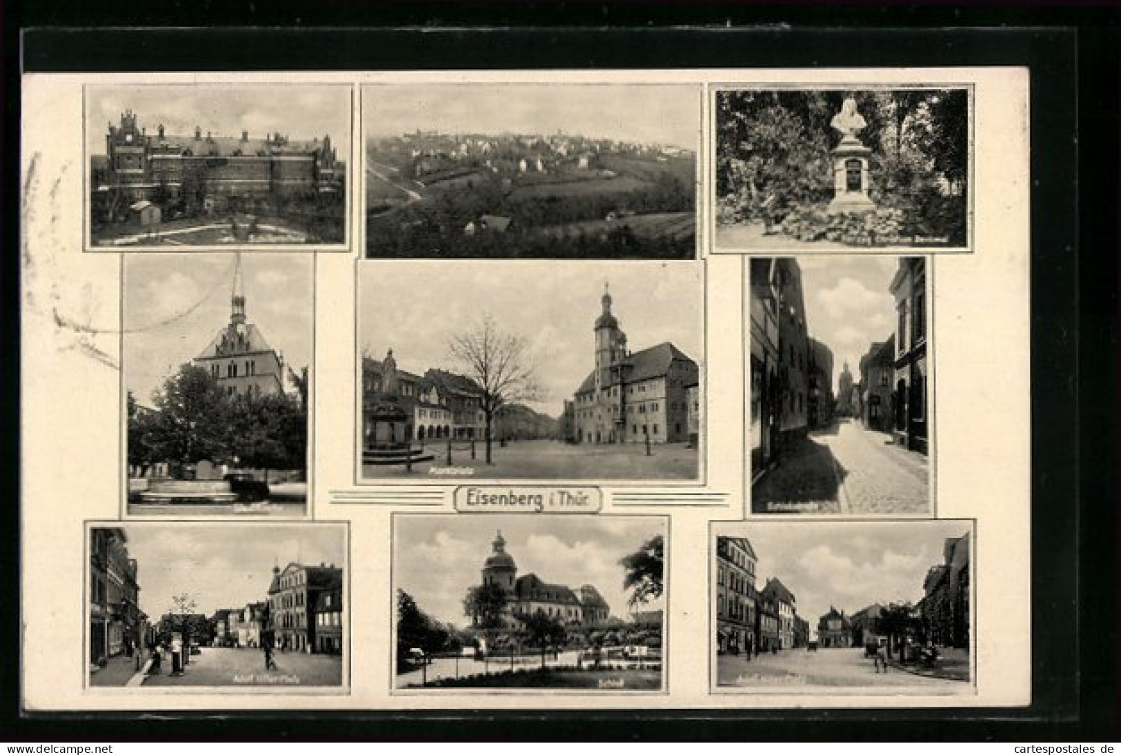 AK Eisenberg I. Thür.,  Platz, Schloss, Stadtkirche, Schillerschule Und Marktplatz  - Eisenberg