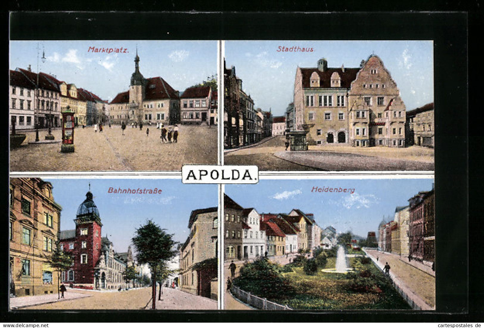 AK Apolda, Marktplatz, Stadthaus, Bahnhofstrasse Und Heidenberg  - Apolda