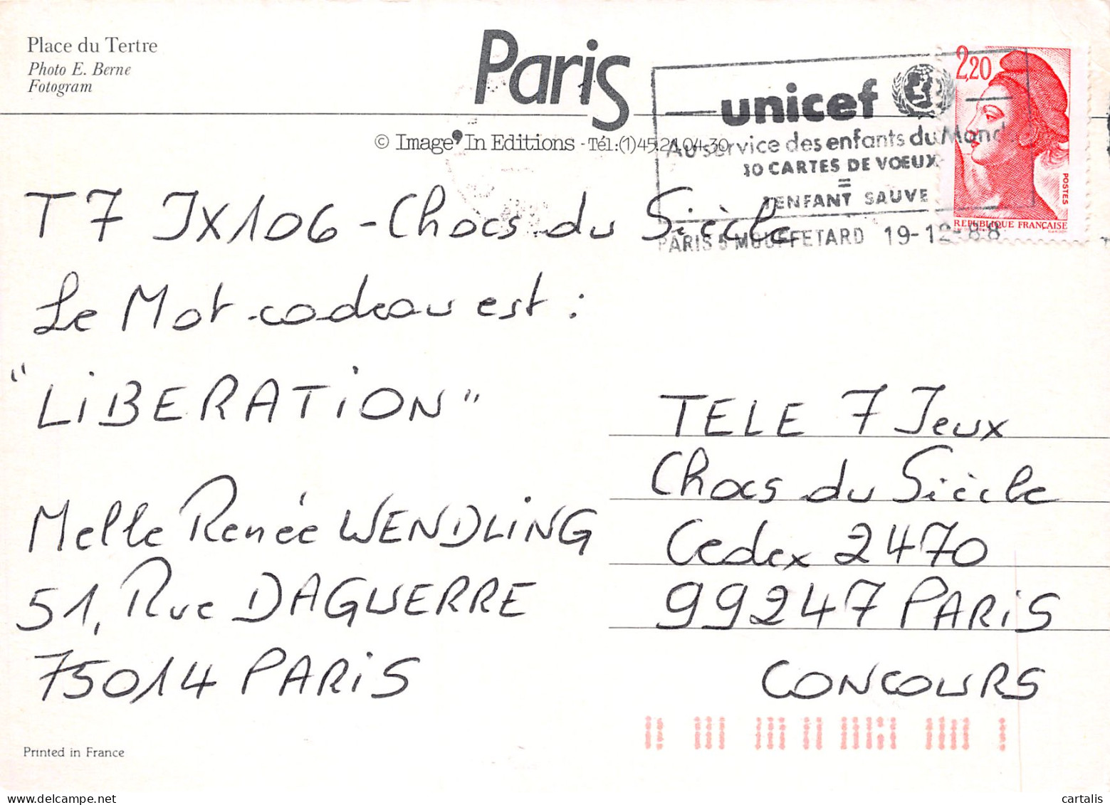 75-PARIS PLACE DU TERTRE-N°3744-B/0015 - Places, Squares