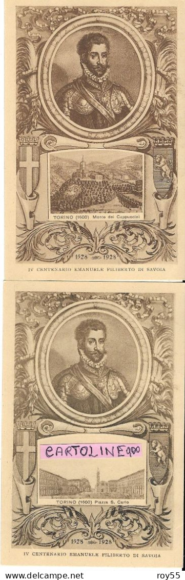 IV Centenario Emanuele Filiberto Di Savoia 1928 Lotto10 Cartoline Con Vedute Vedutine Di Torino Piemone ( V.scansioni) - Royal Families