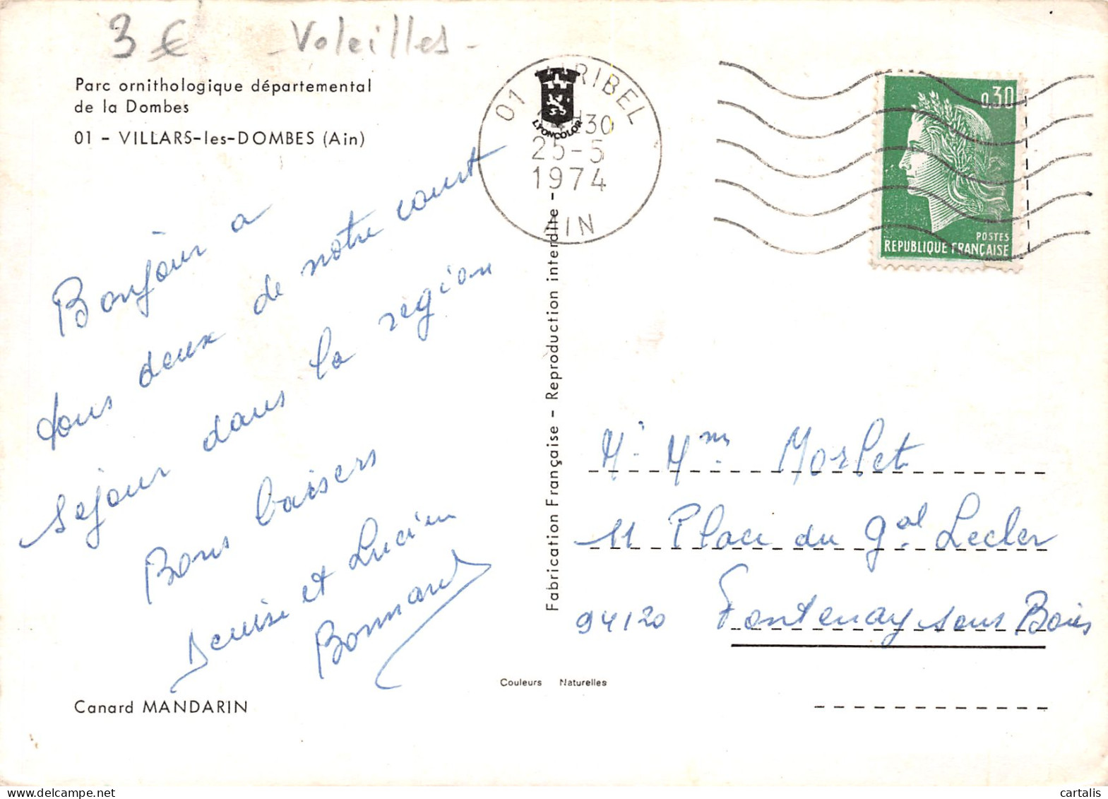 01-VILLARS LES DOMBES-N°3746-C/0385 - Villars-les-Dombes