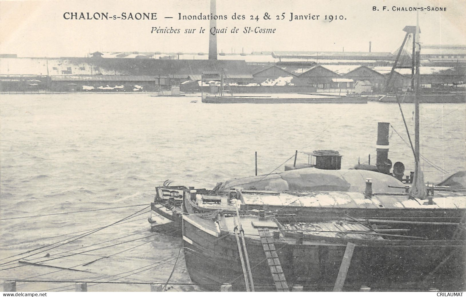 71-CHALON SUR SAONE-INONDATION 1910-PENICHES QUAI SAINT COSME-N 6010-B/0073 - Chalon Sur Saone