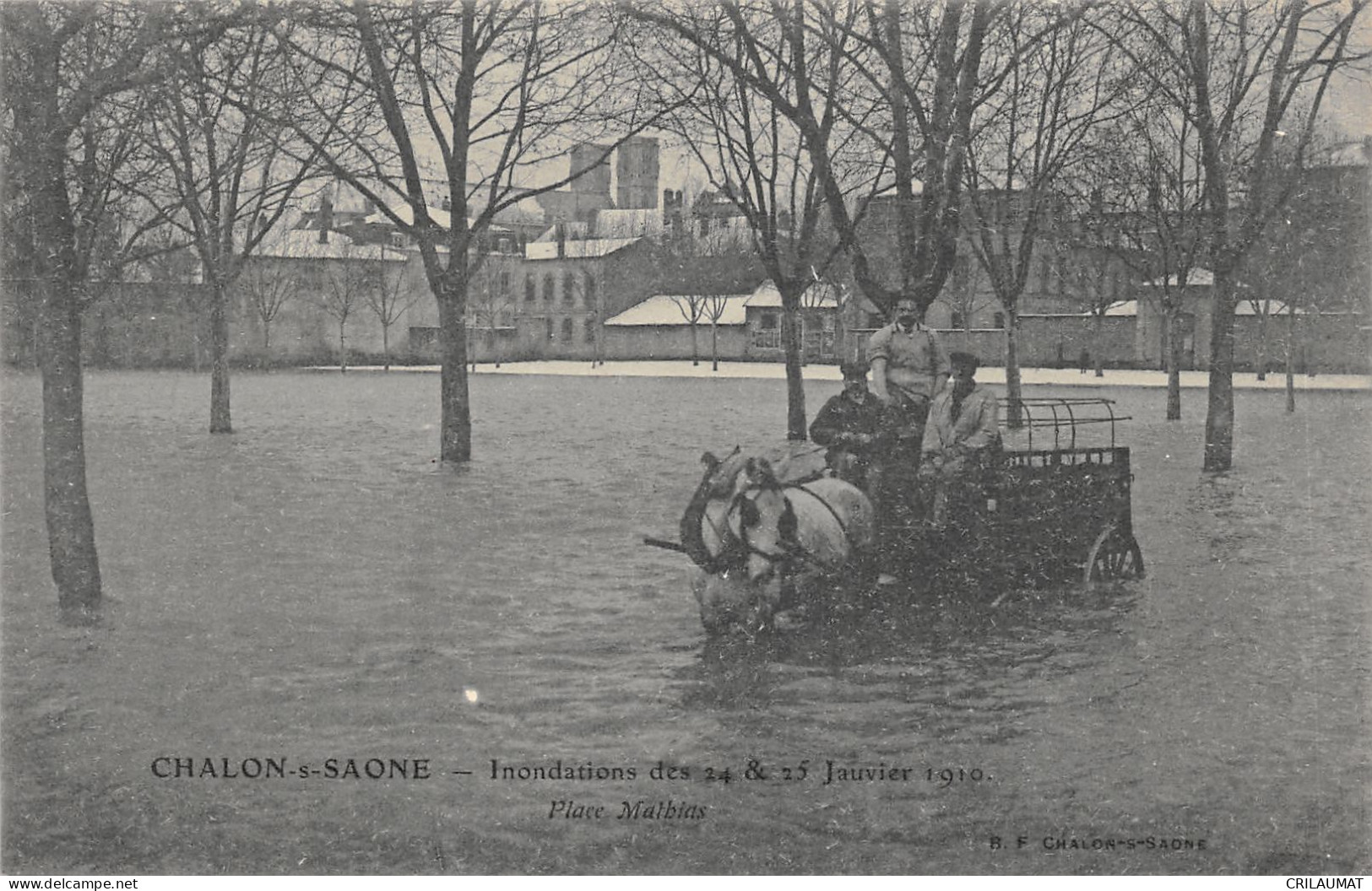 71-CHALON SUR SAONE-INONDATION 1910-PLACE MATHIAS-ATTELAGE-N 6010-B/0065 - Chalon Sur Saone