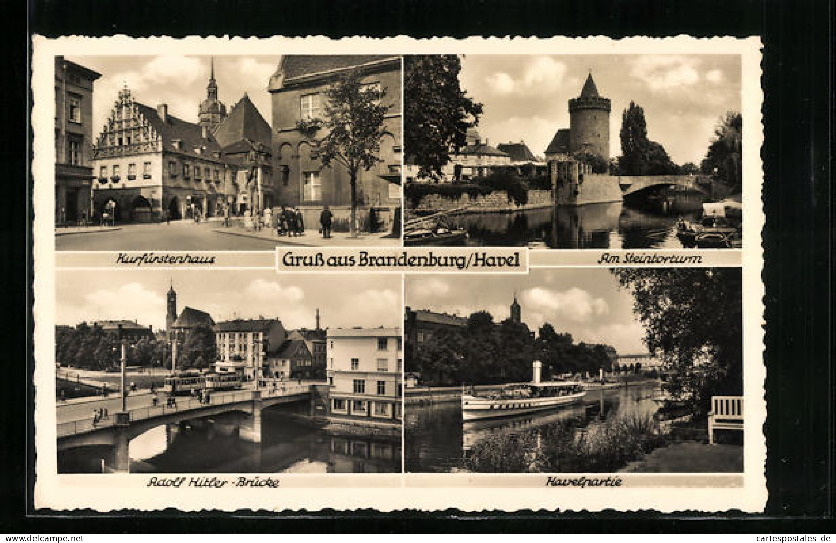 AK Brandenburg / Havel, Brücke, Kurfürstenhaus, Steintorturm Und Havelpartie  - Brück