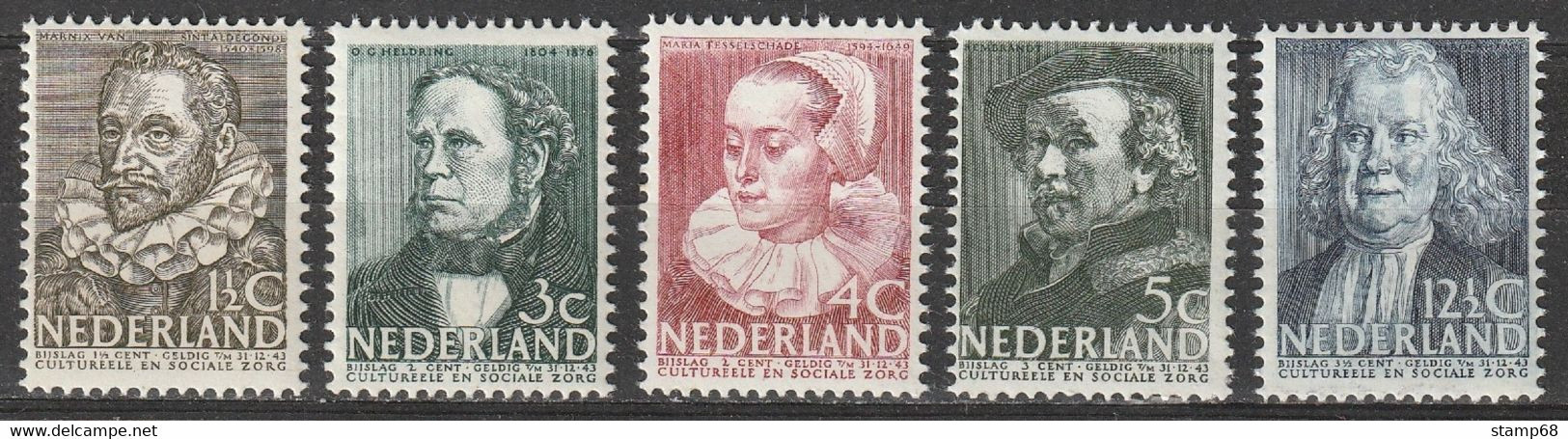 Nederland NVPH 305-09 Zomerzegels 1938 Postfris MNH Netherlands - Neufs