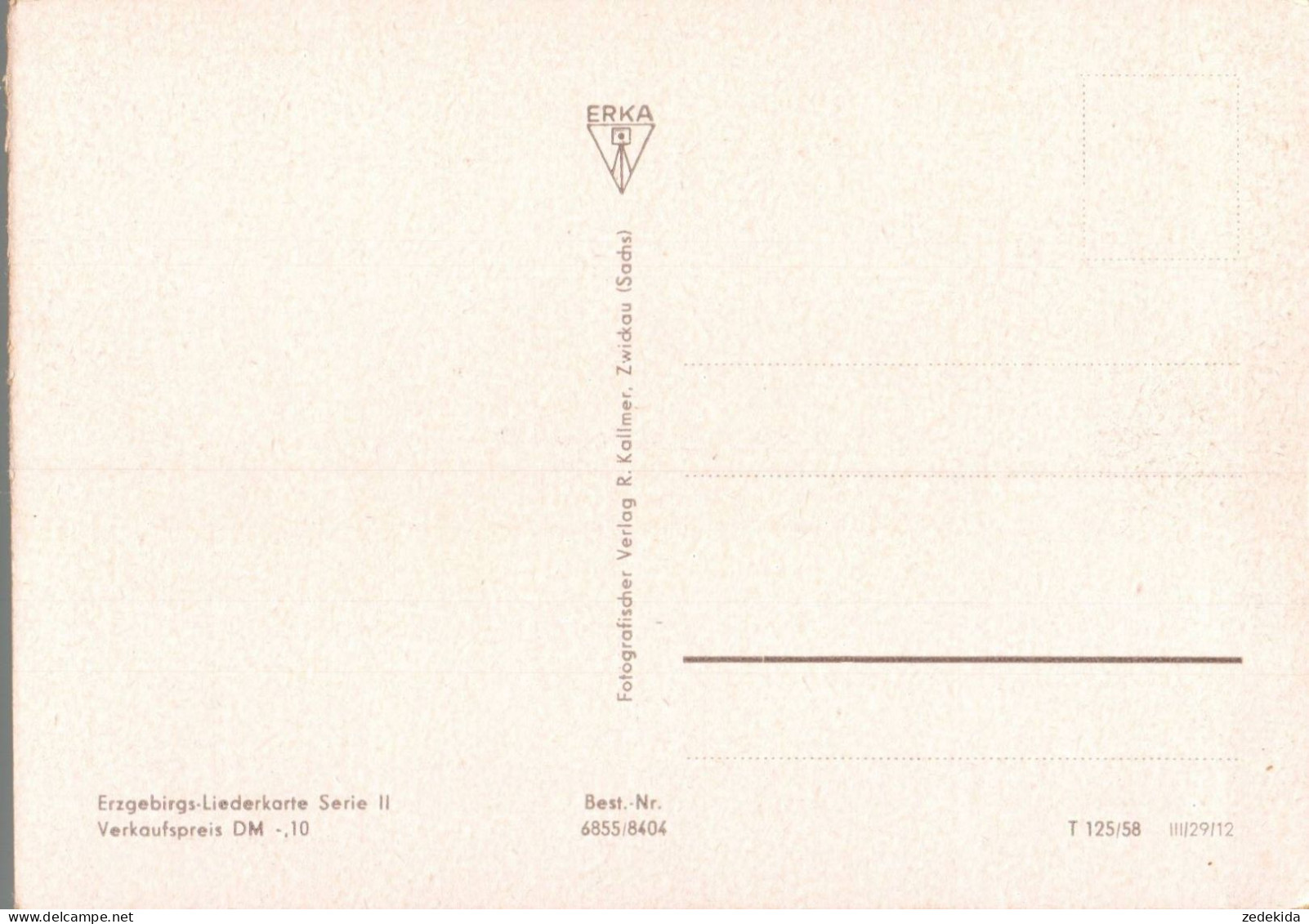 C5000 - Hans Soph Zwickau Liedkarte - Da Zipp - Erzgebirgisches Volkslied - Verlag Kallmer - Music