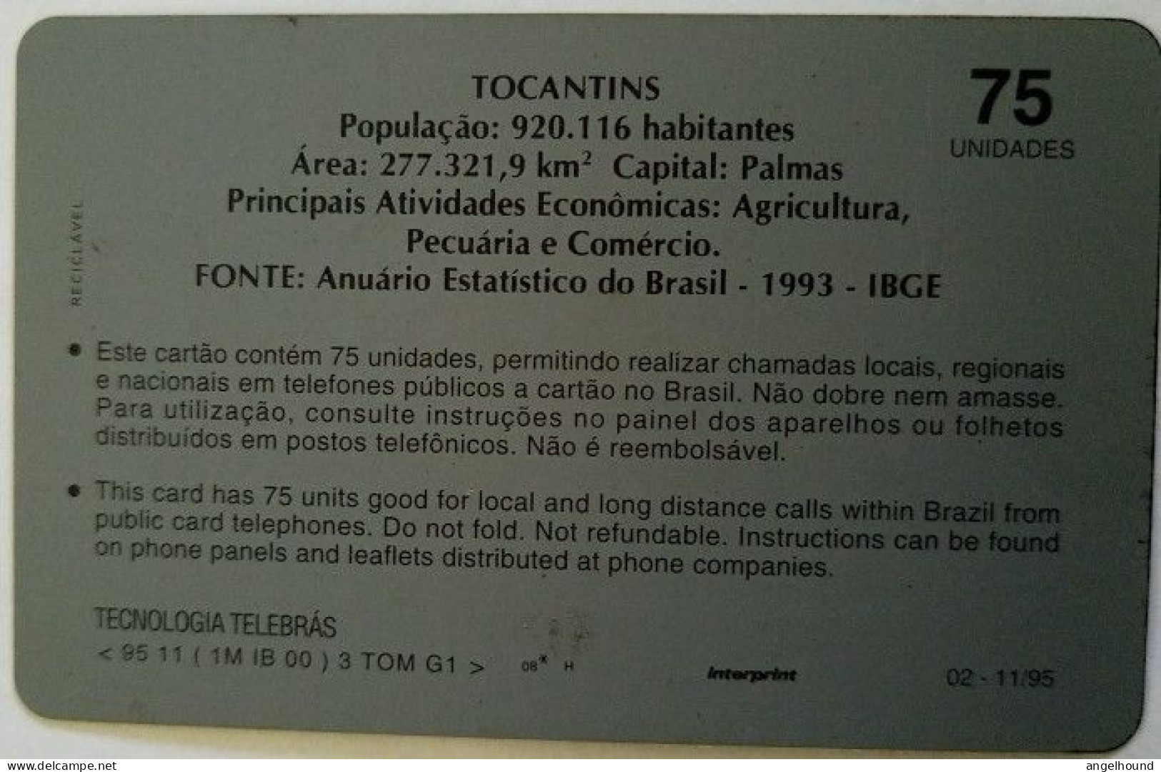 Brazil 75 Units - Tocantins - Brazilië