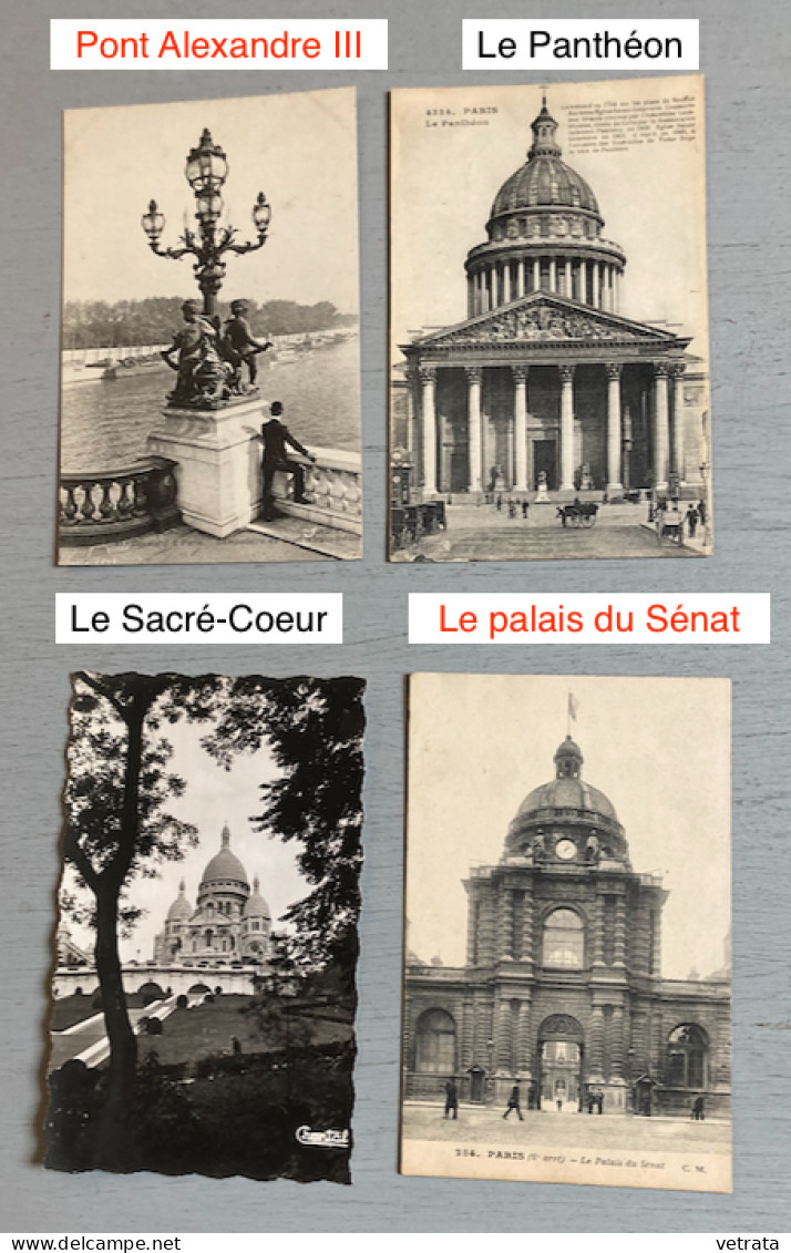 PARIS : 48 Cartes Postales (40 N&B - 8 Couleurs / 27 avec correspondance dont 25 sont affranchies / 21 n’ont pas circulé