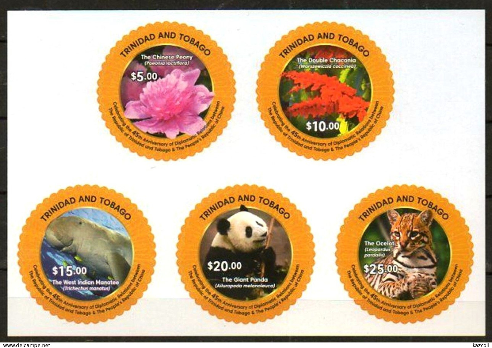 Trinidad & Tobago 2019.Flora And FAuna - The 45th Anniversary Of Diplomatic Relations With China  MNH - Trinidad & Tobago (1962-...)