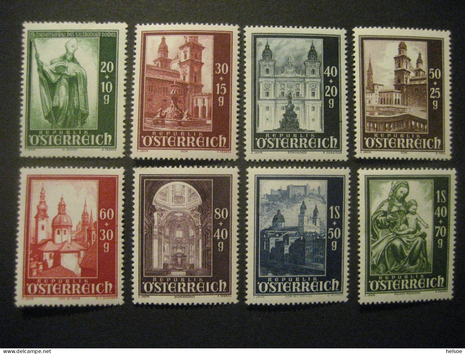 Österreich 1948- Wiederaufbau Salzburger Dom, Satz Mi. 885-892 ** Ungebraucht - Unused Stamps