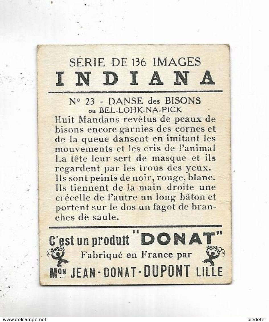 59 - RARE Chromo " INDIANA, N° 23   Danse Des Bisons " Pub Produit Nonat-Dupont Lille - Other & Unclassified