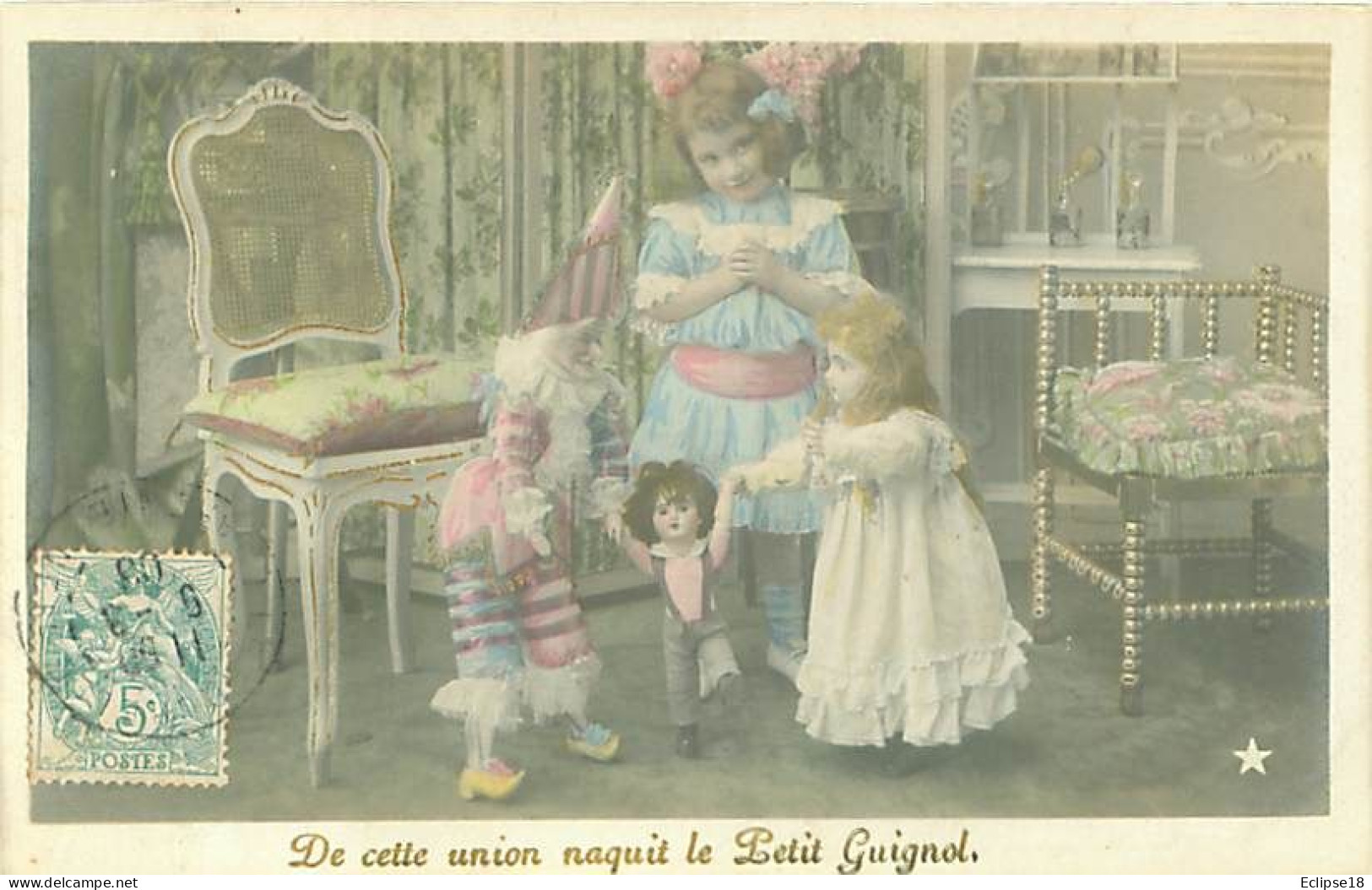 Serie de 5 cartes - Fillette Jouets Poupée attelage chevres - Petit Guignol      Q 2537