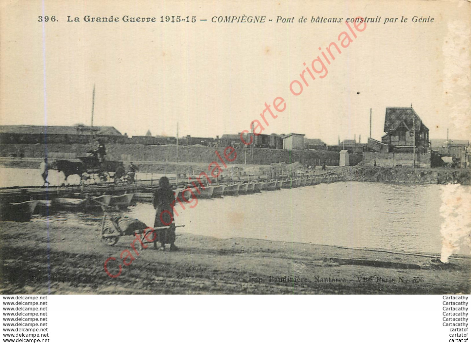 60.  COMPIEGNE .  Pont De Bâteaux Construit Par Le Génie .  LA GRANDE GUERRE . - Compiegne