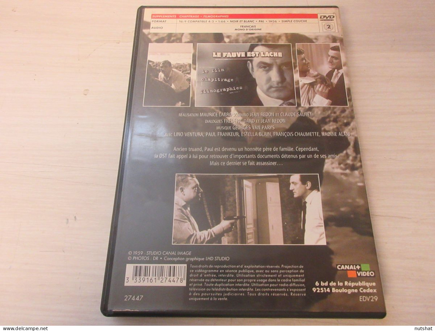 DVD CINEMA Le FAUVE EST LACHE Maurice LABRO VENTURA FRANKEUR BLAIN 1959 96mn    - Crime