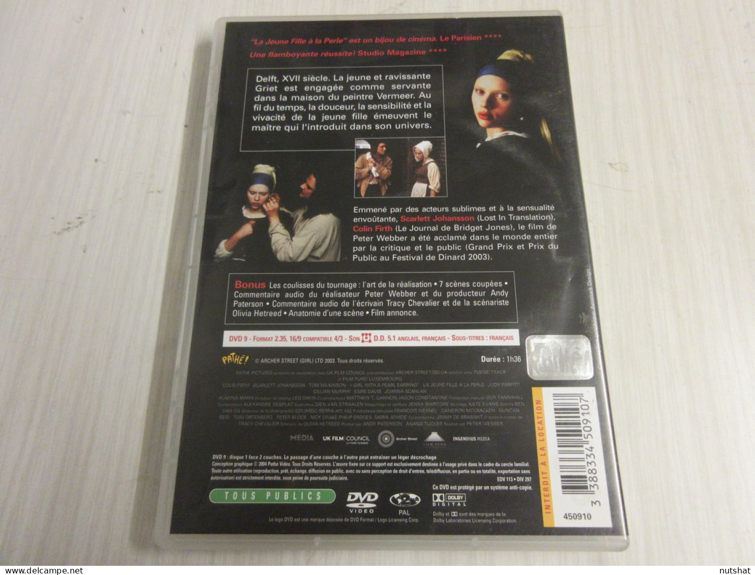 DVD CINEMA La JEUNE FILLE A LA PERLE Colin FIRTH 2003 96mn + Bonus - Drame